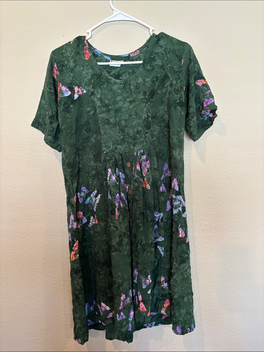 M Dark Green Colorful Butterfly Dress